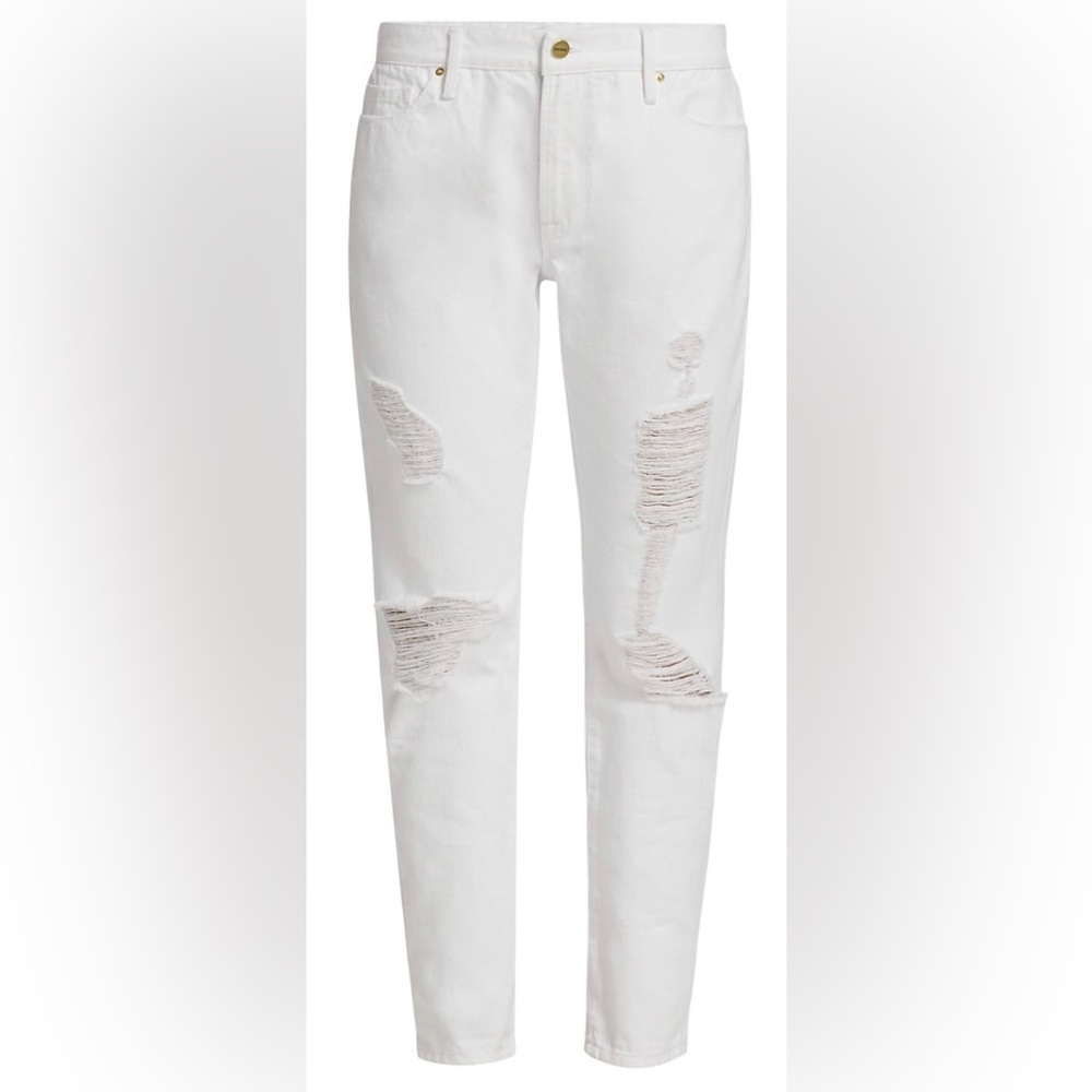 Frame Le Garcon Mid-Rise White Boyfriend Jeans Size 33 (US-14) NWT - Picture 5 of 12